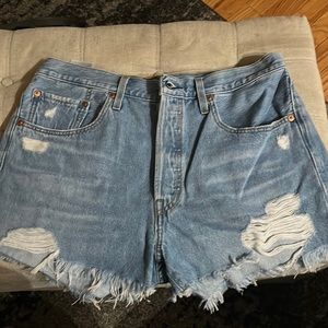 Levi’s 501 High Waisted Jean Shorts (light wash).